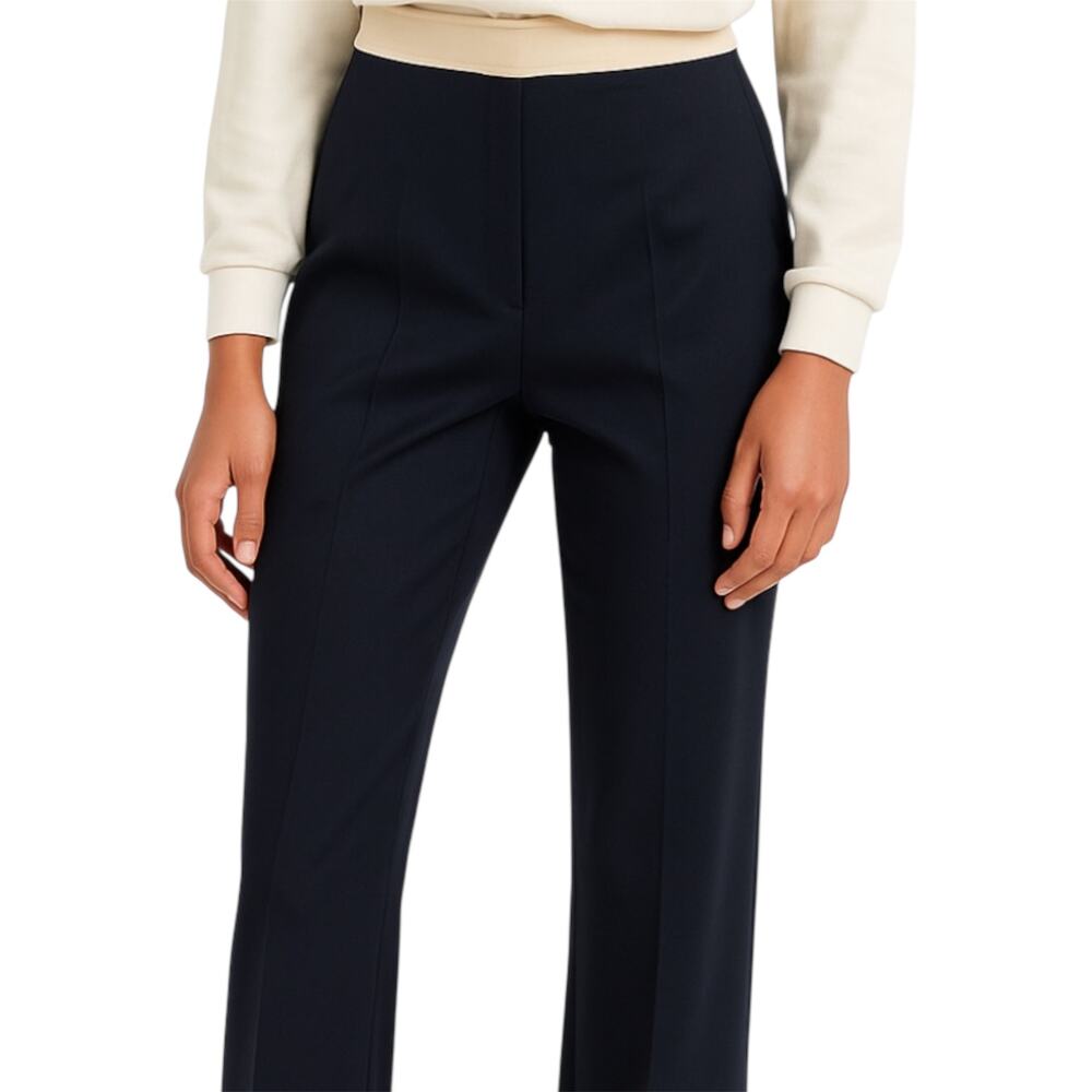 Vintage Escada Trouser 100% Wool Pants Pleated Straight Zip Black 34 S 28x34